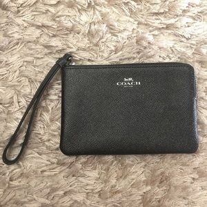 Brand New! Black Leather Glitter Coach Wristlet